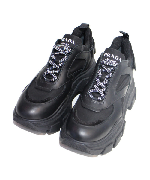 PRADA（プラダ）PRADA (プラダ) ペガサス ブロックスニーカー ブラック サイズ:37 ペガサスの古着・服飾アイテム