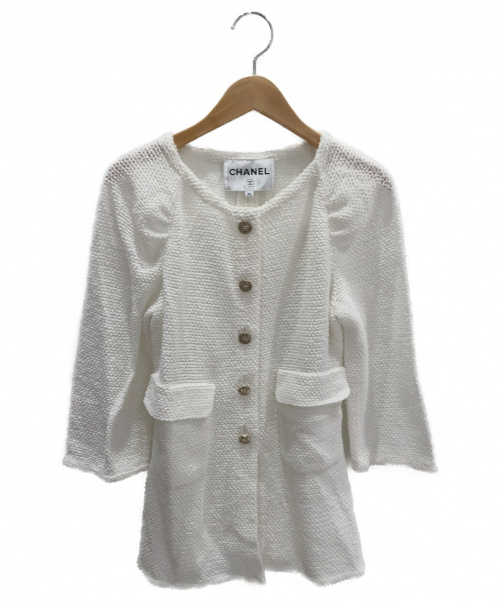CHANEL（シャネル）CHANEL (シャネル) 七分袖ツイードジャケット ホワイト サイズ:34の古着・服飾アイテム