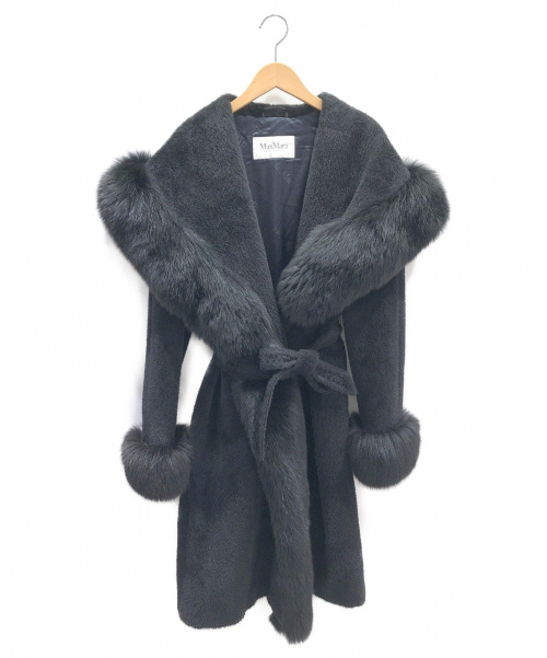 MaxMara（マックスマーラ）MaxMara (マックスマーラ) ベルテッドコート ブラック サイズ:40 アルパカ×ウールの古着・服飾アイテム