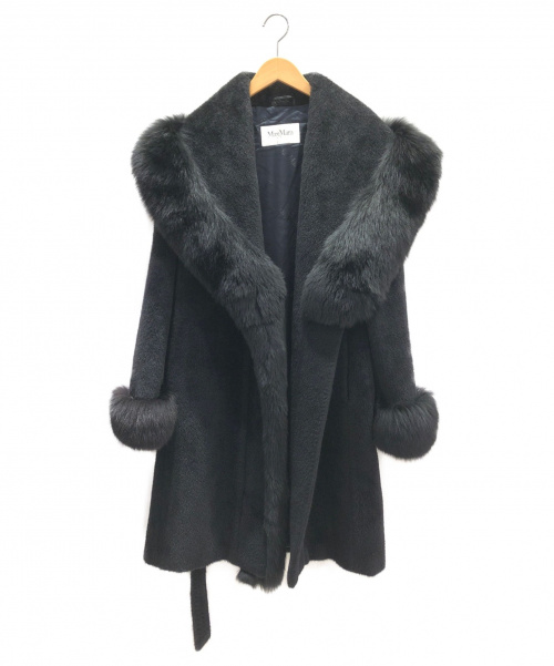 MaxMara（マックスマーラ）MaxMara (マックスマーラ) ベルテッドコート ブラック サイズ:40 アルパカ×ウールの古着・服飾アイテム