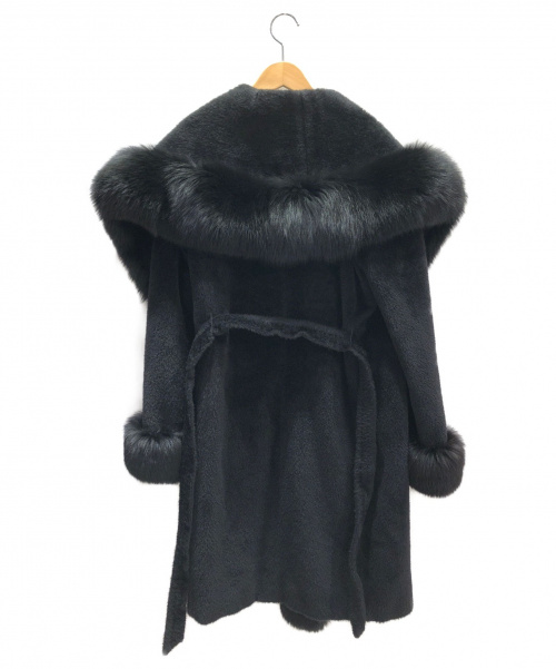 MaxMara（マックスマーラ）MaxMara (マックスマーラ) ベルテッドコート ブラック サイズ:40 アルパカ×ウールの古着・服飾アイテム