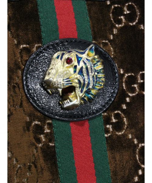 GUCCI（グッチ）GUCCI (グッチ) ラジャ ベルベット トートバッグ ブラウン サイズ:- ラジャ 537218・525040 ベロア×エナメル ■の古着・服飾アイテム