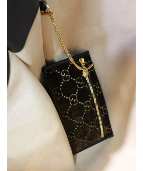 GUCCI（グッチ）GUCCI (グッチ) ラジャ ベルベット トートバッグ ブラウン サイズ:- ラジャ 537218・525040 ベロア×エナメル ■の古着・服飾アイテム