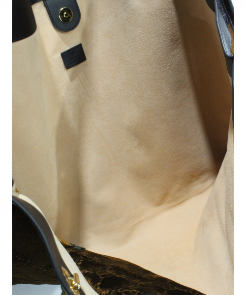 GUCCI（グッチ）GUCCI (グッチ) ラジャ ベルベット トートバッグ ブラウン サイズ:- ラジャ 537218・525040 ベロア×エナメル ■の古着・服飾アイテム