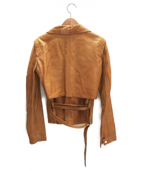 GUCCI（グッチ）GUCCI (グッチ) ダブルライダースジャケット ブラウン サイズ:40 パイソンの古着・服飾アイテム