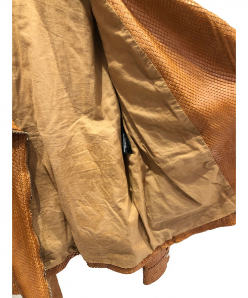 GUCCI（グッチ）GUCCI (グッチ) ダブルライダースジャケット ブラウン サイズ:40 パイソンの古着・服飾アイテム