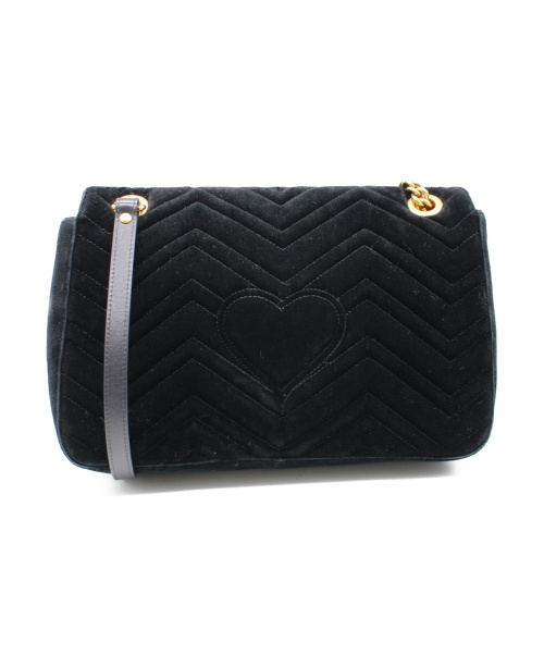 GUCCI（グッチ）GUCCI (グッチ) GGマーモントチェーンショルダーバッグ ブラック サイズ:- マーモント 443496 ベロア 525040の古着・服飾アイテム