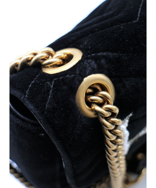 GUCCI（グッチ）GUCCI (グッチ) GGマーモントチェーンショルダーバッグ ブラック サイズ:- マーモント 443496 ベロア 525040の古着・服飾アイテム