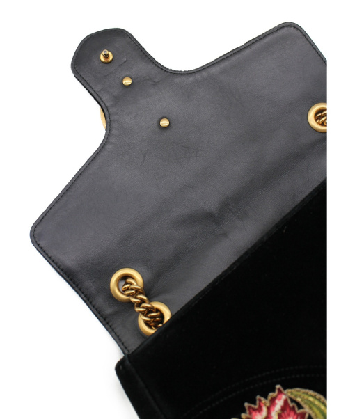GUCCI（グッチ）GUCCI (グッチ) GGマーモントチェーンショルダーバッグ ブラック サイズ:- マーモント 443496 ベロア 525040の古着・服飾アイテム
