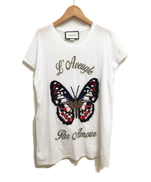 GUCCI（グッチ）GUCCI (グッチ) バタフライ刺繍Tシャツ ホワイト サイズ:Mの古着・服飾アイテム