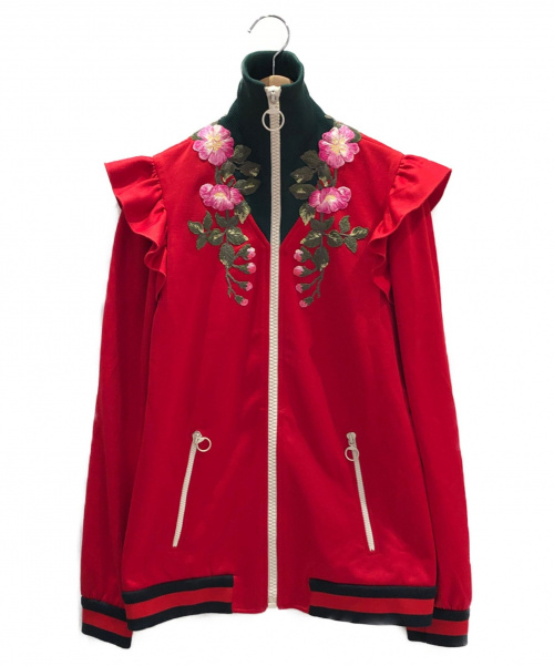 GUCCI（グッチ）GUCCI (グッチ) エンブロイダリーテクニカルジャージージャケット レッド サイズ:Mの古着・服飾アイテム