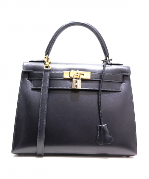 HERMES（エルメス）HERMES (エルメス) ケリーバッグ28 ブラック サイズ:28 ボックスカーフ　外縫いの古着・服飾アイテム
