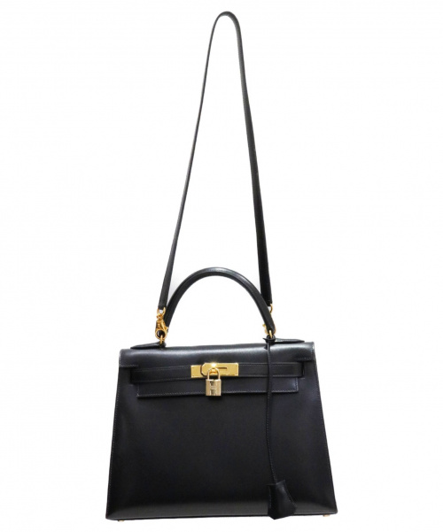 HERMES（エルメス）HERMES (エルメス) ケリーバッグ28 ブラック サイズ:28 ボックスカーフ　外縫いの古着・服飾アイテム