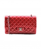 CHANELシャネル）の古着「Wフラップチェーンショルダーバッグ」｜レッド