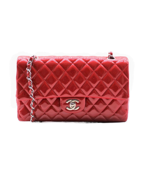 CHANEL（シャネル）CHANEL (シャネル) Wフラップチェーンショルダーバッグ レッド サイズ:- マトラッセ エナメル 14419116の古着・服飾アイテム