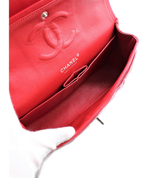 CHANEL（シャネル）CHANEL (シャネル) Wフラップチェーンショルダーバッグ レッド サイズ:- マトラッセ エナメル 14419116の古着・服飾アイテム