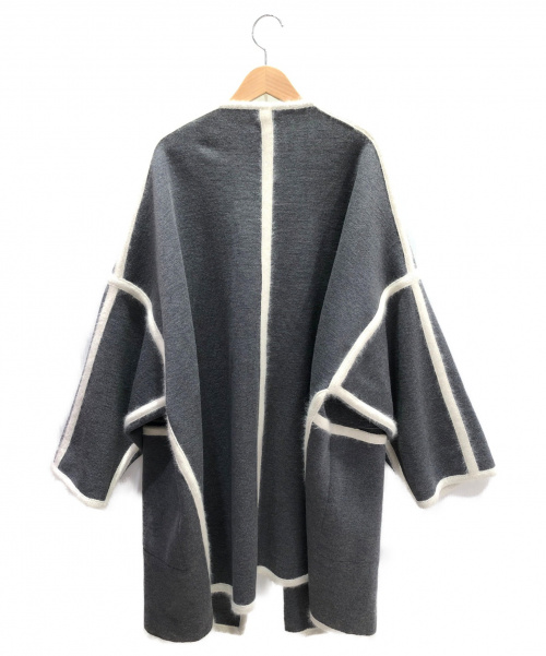 Chloe（クロエ）Chloe (クロエ) ブランケットニットコート ホワイト×グレー サイズ:XSの古着・服飾アイテム