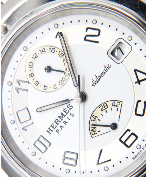 HERMES（エルメス）HERMES (エルメス) クリッパーパワーリザーブ ホワイト サイズ:- CL2.810 自動巻き ステンレススチールの古着・服飾アイテム
