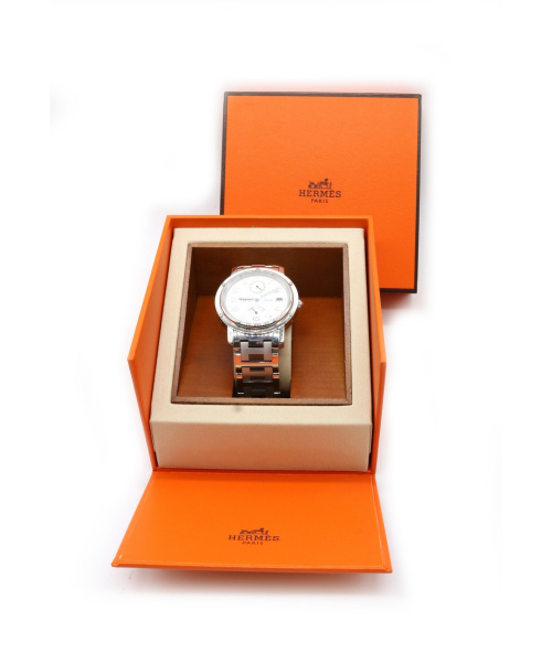 HERMES（エルメス）HERMES (エルメス) クリッパーパワーリザーブ ホワイト サイズ:- CL2.810 自動巻き ステンレススチールの古着・服飾アイテム