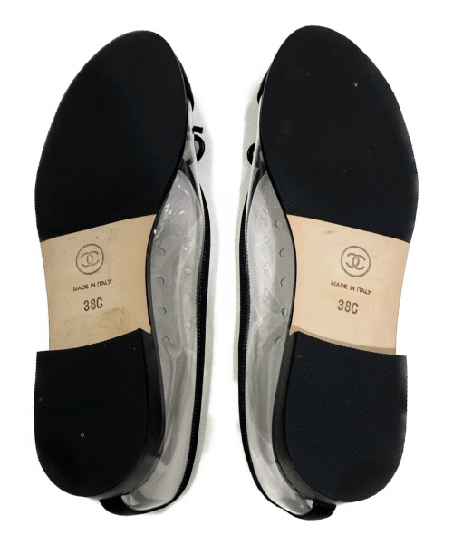 CHANEL（シャネル）CHANEL (シャネル) クリアフラットシューズ ブラック サイズ:38の古着・服飾アイテム