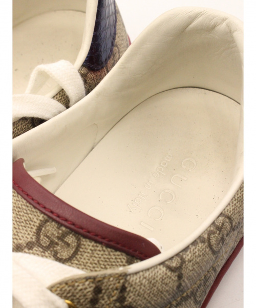 GUCCI（グッチ）GUCCI (グッチ) ウェブラインGGスニーカー ベージュ サイズ:8 1/2の古着・服飾アイテム