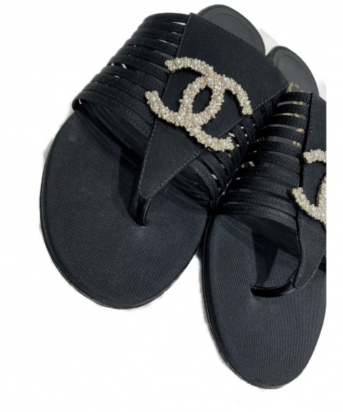 CHANEL（シャネル）CHANEL (シャネル) ココマークトングサンダル ブラック サイズ:38の古着・服飾アイテム