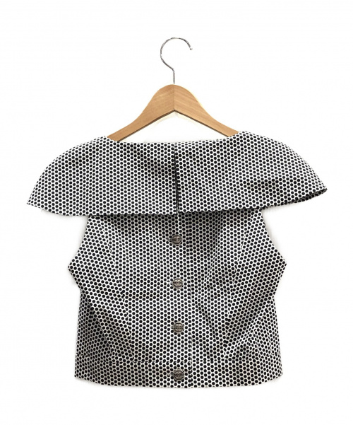 CHANEL（シャネル）CHANEL (シャネル) ドットブラウス ホワイト×ブラック サイズ:34 ドット柄の古着・服飾アイテム