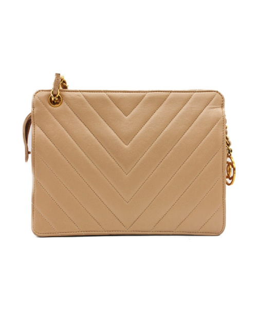 CHANEL（シャネル）CHANEL (シャネル) Vステッチチェーンショルダーバッグ ベージュ サイズ:- 1921294の古着・服飾アイテム