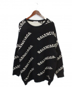 BALENCIAGAバレンシアガ）の古着「ロゴジャガードクルーネックニット」｜ブラック