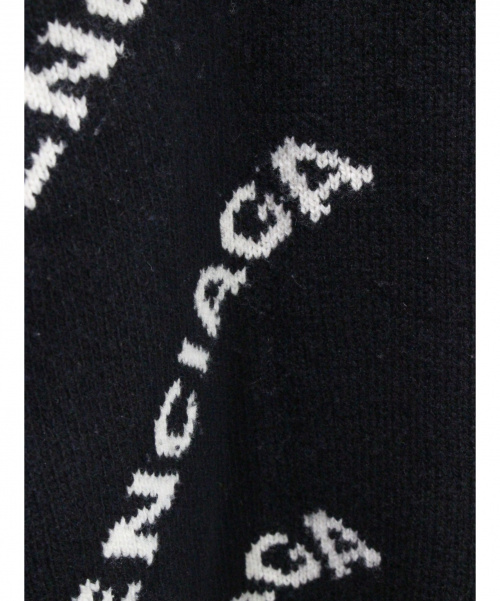 BALENCIAGA（バレンシアガ）BALENCIAGA (バレンシアガ) ロゴジャガードクルーネックニット ブラック サイズ:Ｌの古着・服飾アイテム