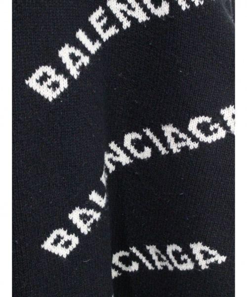 BALENCIAGA（バレンシアガ）BALENCIAGA (バレンシアガ) ロゴジャガードクルーネックニット ブラック サイズ:Ｌの古着・服飾アイテム