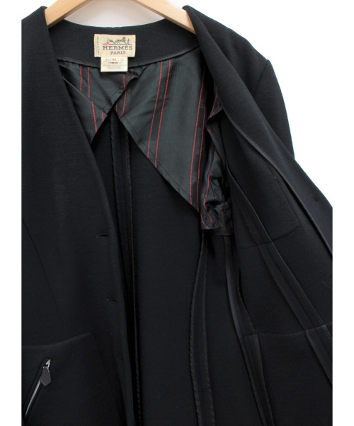 HERMES（エルメス）HERMES (エルメス) ノーカラージャケット ブラック サイズ:40の古着・服飾アイテム