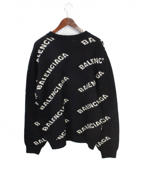 BALENCIAGA（バレンシアガ）BALENCIAGA (バレンシアガ) オールオーバー ロゴ セーター ブラック サイズ:Lの古着・服飾アイテム