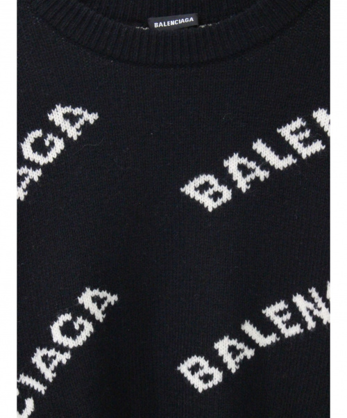 BALENCIAGA（バレンシアガ）BALENCIAGA (バレンシアガ) オールオーバー ロゴ セーター ブラック サイズ:Lの古着・服飾アイテム