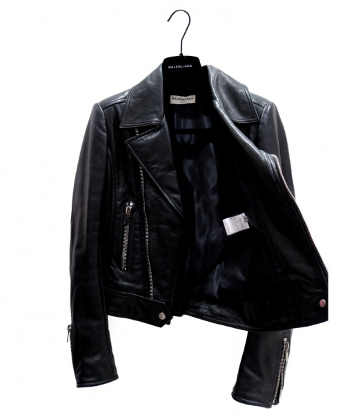 BALENCIAGA（バレンシアガ）BALENCIAGA (バレンシアガ) レザーライダースジャケット ブラック サイズ:36の古着・服飾アイテム