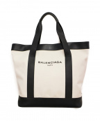 BALENCIAGAバレンシアガ）の古着「ロゴキャンバストートバッグ」｜ホワイト×ブラック