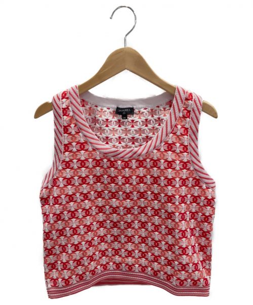 CHANEL（シャネル）CHANEL (シャネル) ココマーク総柄タンクトップ レッド サイズ:34の古着・服飾アイテム
