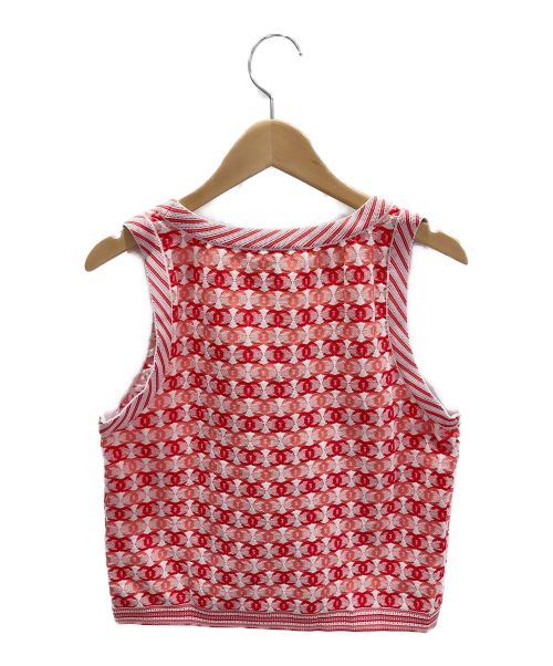 CHANEL（シャネル）CHANEL (シャネル) ココマーク総柄タンクトップ レッド サイズ:34の古着・服飾アイテム