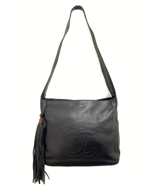 CHANEL（シャネル）CHANEL (シャネル) フリンジショルダーバッグ ブラック サイズ:- レザー 5004758の古着・服飾アイテム