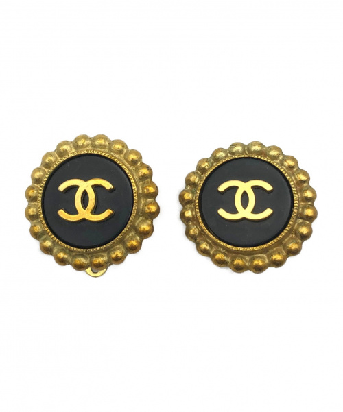 CHANEL（シャネル）CHANEL (シャネル) ココマークイヤリング ブラック×ゴールド サイズ:-の古着・服飾アイテム