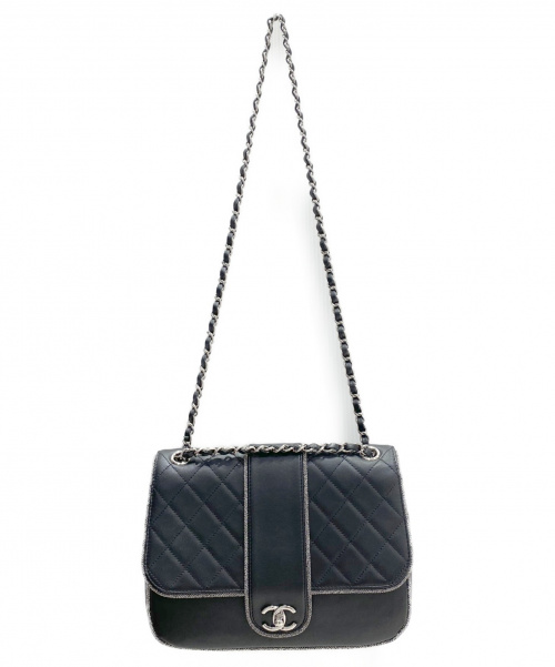 CHANEL（シャネル）CHANEL (シャネル) ダブルチェーンショルダーバッグ ブラック サイズ:- ラムレザー マトラッセ　ココマークシルバー金具の古着・服飾アイテム