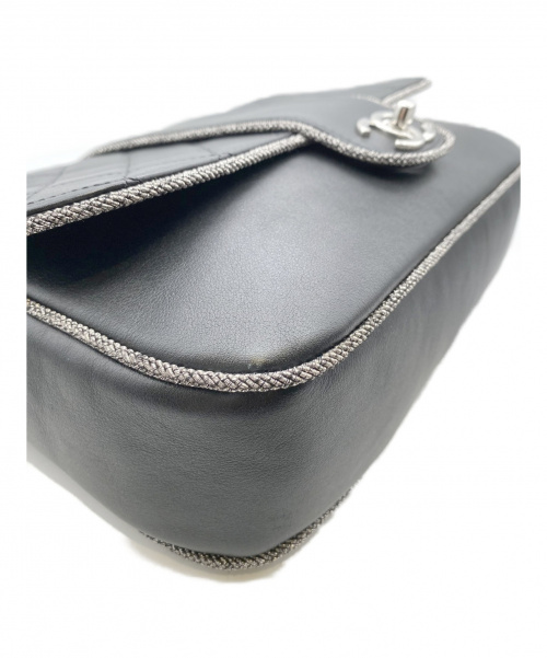 CHANEL（シャネル）CHANEL (シャネル) ダブルチェーンショルダーバッグ ブラック サイズ:- ラムレザー マトラッセ　ココマークシルバー金具の古着・服飾アイテム