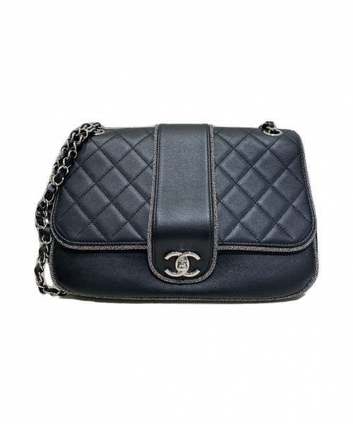 CHANEL（シャネル）CHANEL (シャネル) ダブルチェーンショルダーバッグ ブラック サイズ:- ラムレザー マトラッセ　ココマークシルバー金具の古着・服飾アイテム