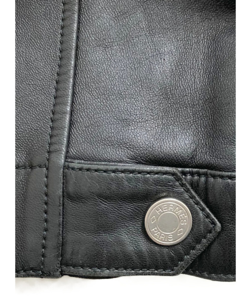 HERMES（エルメス）HERMES (エルメス) ラムレザージャケット ブラック サイズ:50 秋冬物の古着・服飾アイテム