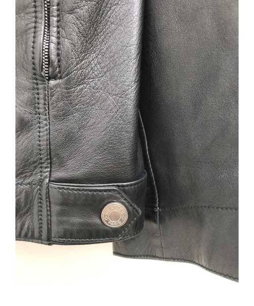 HERMES（エルメス）HERMES (エルメス) ラムレザージャケット ブラック サイズ:50 秋冬物の古着・服飾アイテム