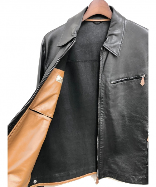 HERMES（エルメス）HERMES (エルメス) ラムレザージャケット ブラック サイズ:50 秋冬物の古着・服飾アイテム