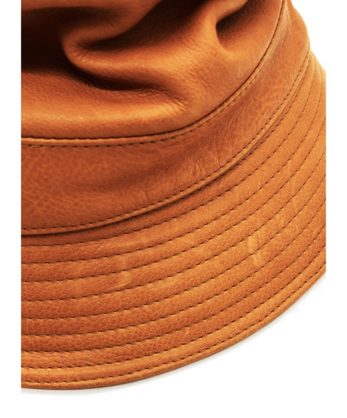 HERMES（エルメス）HERMES (エルメス) レザーバゲットハット ブラウン サイズ:61 レザーの古着・服飾アイテム