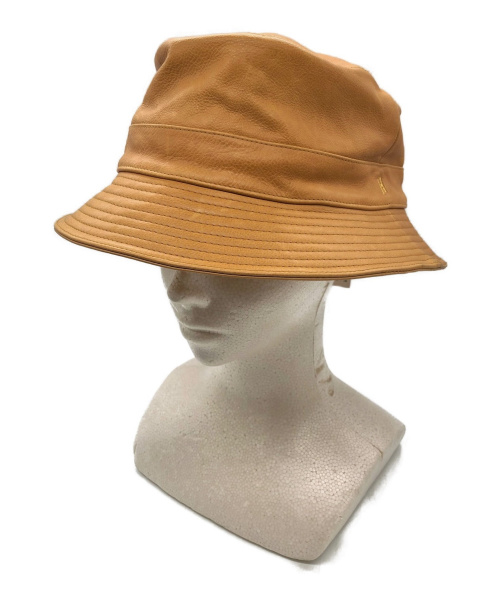 HERMES（エルメス）HERMES (エルメス) レザーバゲットハット ブラウン サイズ:61 レザーの古着・服飾アイテム