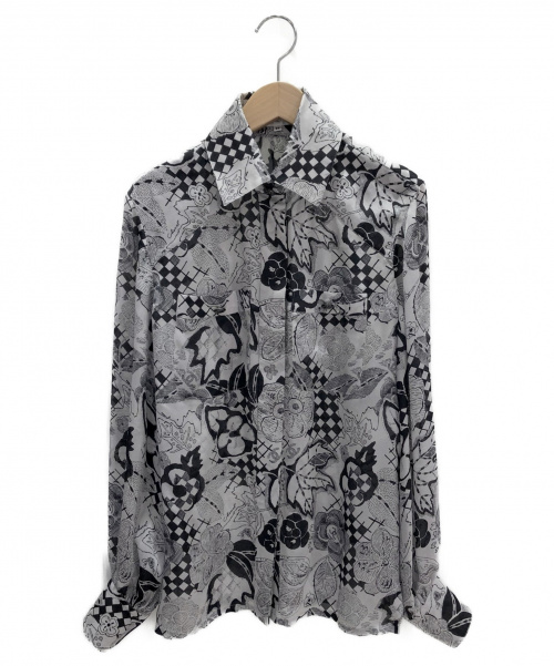 CHANEL（シャネル）CHANEL (シャネル) シルクシャツ ブラック×グレー サイズ:34 カメリア柄 シルク100%の古着・服飾アイテム