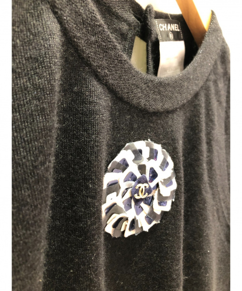 CHANEL（シャネル）CHANEL (シャネル) フラワーココマーク半袖ニット ブラック サイズ:34の古着・服飾アイテム